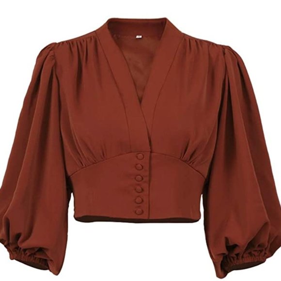 Women's Long Sleeve Red Lantern Crop Top - Picture 8 of 11